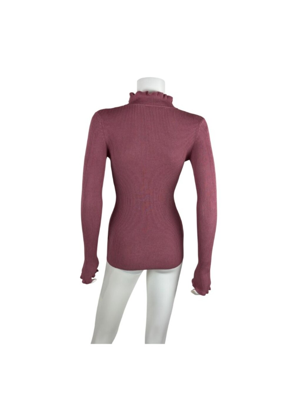 Derek Heart Dusty Rose Turtleneck Womens M Ribbed Ruffle Neck Long Sleeve Shirt - Picture 8 of 10